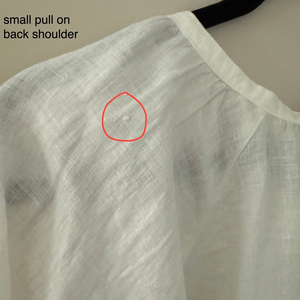Eileen Fisher White 100% Irish Linen Button Front Tunic Shirt Large long Sleeve - Picture 7 of 10
